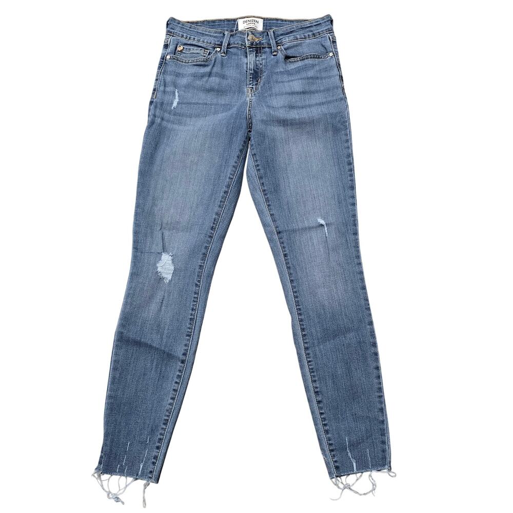 Denizen Light Washed Distressed Mid Rise Skinny Denim Blue Jeans